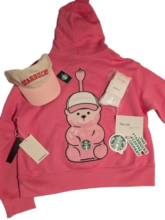 Starbucks Other - NWT Official Starbucks Pink Drink Bearista Bundle - Hoodie, Hat, Socks, Stickers
